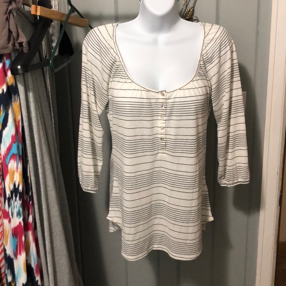 Velvet white tee w/black stripes size medium - Picture 1 of 5